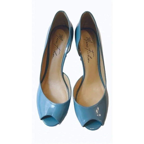 MARC FISHER Blue Patent D'Orsay Sandals Size 7 - Picture 2 of 14